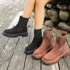 New Autumn/Winter Thick-Soled Rubber Sole Chelsea <b>Boots</b> for Women Stylish Comfortable Retro British Style Ankle <b>Boots</b> - Product Image 1