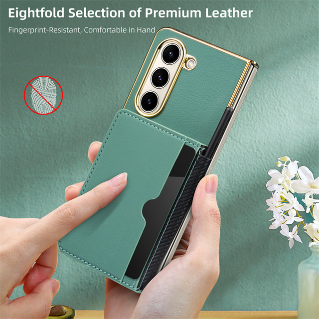 Luxury with Pen Slot Card Holder Wallet Shockproof Magnetic Fold LeatherCell Phone case for Samsung Galaxy Z Fold8 Fold 8 7 6