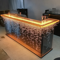 Comptoir de bar moderne pour hôtel, restaurant, bar, design LED, dessus en onyx translucide, marbre, or, en forme de U, pour boîte de nuit