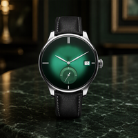 Montre à quartz pour homme, boîtier en alliage, bracelet en cuir véritable, montre de bureau élégante pour gentleman