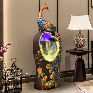 Fuente de Agua Decorativa con Diseño de Pavo Real Estilo Chino, con Retroiluminación, Decoración de Piso para Interiores, Regalo para el Hogar - Product Image 3
