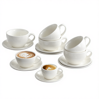 Ensemble de tasses à café en céramique épaissie réutilisables, style minimaliste, avec soucoupes pour expresso et accessoires de café