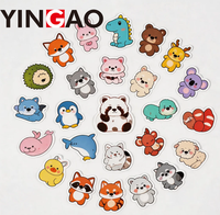 Autocollant personnalisé en vinyle découpé à l'emporte-pièce, motif animaux de dessin animé Kawaii, étiquette esthétique Chibi Zoo pour récompenses et décorations pour enfants