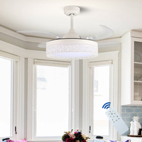 Ventilateurs de plafond escamotables à 4 lames invisibles à télécommande modernes de LED avec la lumière