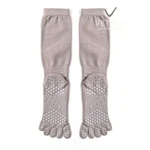 Calcetines de Yoga Ajustados Vetega Gris 100% Algodón para Deportes y Fitness, Diseño Antideslizante, Unisex, Color Sólido, Tejido, Empaquetados - Product Image 4