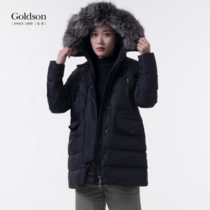 Lady's Winter down <strong>Jacket</strong> with Fur Hood Fashion Casual <strong>Quilted</strong> Design Breathable Solid <strong>Pattern</strong> Finished Product - Product Image 1