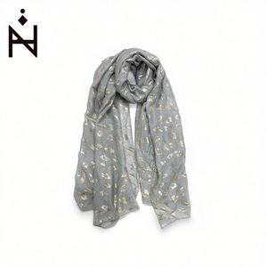 Sciarpa lunga in cotone TR con stampa leopardata dorata Angelina 70x180 cm per donna, accessorio moda - Product Image 1