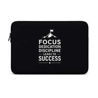 Housse pour ordinateur portable en jute, fermeture éclair, style classique, noire avec motif montagne et citation inspirante, pour le bureau et l'usage quotidien