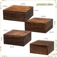 Présentoirs à gâteaux carrés en bois brun antique, finition huilée, pour mariage/anniversaire/Noël