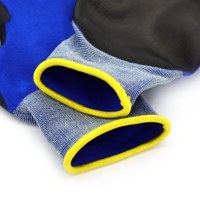 Gants de travail de sécurité en nylon bleu marine foncé de calibre 15 avec revêtement en nitrile micro-mousse sur la paume pour la construction