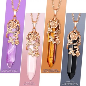 قلادة فاخرة سداسية من الكوارتز الحقيقي مع قلادات مرصعة بالكريستال الطبيعي ومرصعة بأحجار الشفاء - Product Image 4