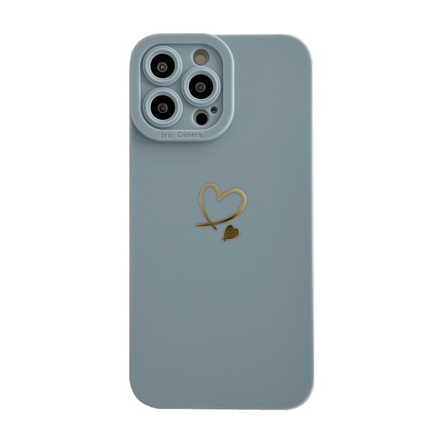 Cute Tpu Phone Case for Iphone 13 Gold Heart Girly Back Mobile Phone Back Cover Case for Iphone 12 11 13 Pro Max