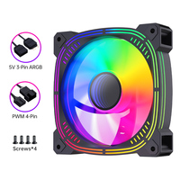 Ventilador para Caja de PC SNOWMAN ZF120-ARGB-BK de 120 mm, Negro, ARGB, PWM, Rodamiento Hidráulico, 5V, 3 Pines, Sincronización en Cadena, Venta al Por Mayor