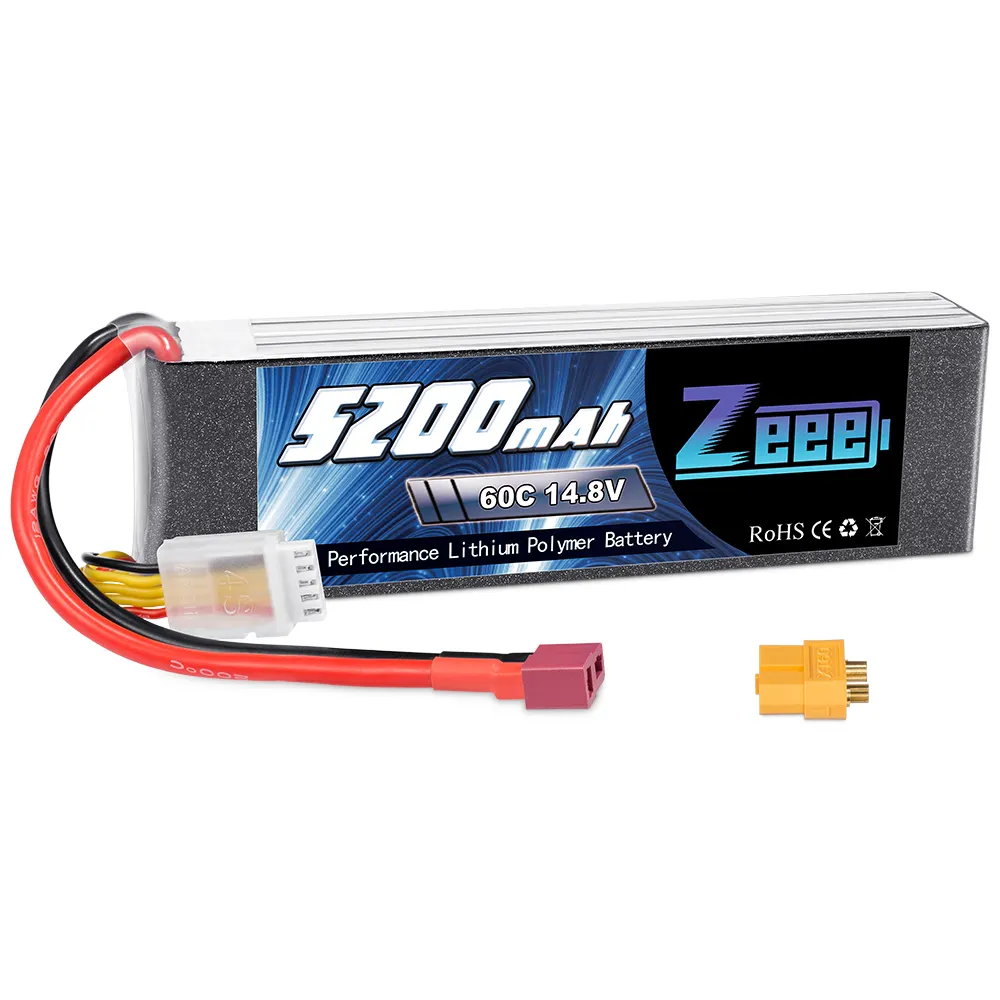 Zeee 14.8V 5200mAh 60C 4S Lipo Battery with Deans T and XT60 Plug for RC Plane