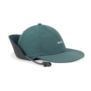 [구조화되지 않은] 맞춤형 로고 캠프 하이킹 낚시 태양 모자 목 플랩이있는 졸라매는 끈 조절 가능한 바이저 야구 모자