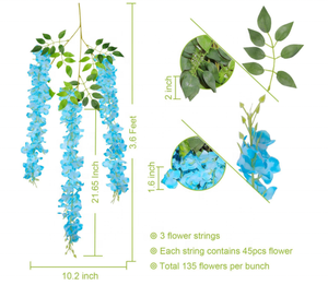 Offre Spéciale Guirlande Murale de 1,1 Mètre Faux Glycine <span class=keywords><strong>Vigne</strong></span> <span class=keywords><strong>en</strong></span> Rotin Fleurs de Soie pour Décoration Maison Fête Mariage - Product Image 2