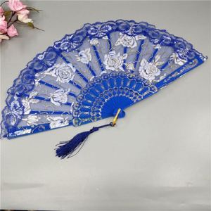 Éventail pliant artisanal de 23 cm en bambou, brodé de dentelle espagnole personnalisée, pour mariée, mariage, art populaire, musique, portable, promotionnel - Product Image 5