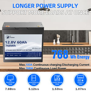 Сверхлегкий аккумулятор 6,57 фунтов 12 В 60 А/ч LiFePO4 для RV кемпинга CPAP Резервное копирование морской электроники литий-ионный - Product Image 6
