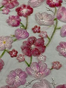 AFFNINTY Oem 황금 공급 업체 얇은 명주 그물 레이스 꽃 신부 장미 페르시 숙녀 아프리카 레이스 직물 드레스 - Product Image 2