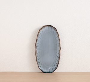 Customizable Vintage Blue Grey Fluted Ceramic Dinner Set, Embossed Stoneware Tableware, Bulk Wholesale for Modern Kitchen/Gift - Product Image 4