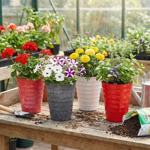 Jardinières modernes minimalistes en PP pour plantes vertes, pots de fleurs d'extérieur, design noir moucheté, utilisation en jardin, petite taille - Product Image 4