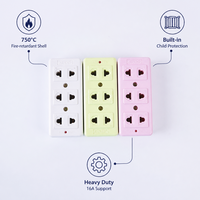 Multiprise électrique 3 prises pour l'Asie du Sud-Est, emballage individuel, multicolore, durable