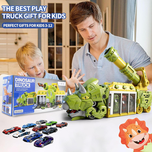 Ensemble de jeu pliable pour tout-petits avec jeu de tir à éjection, camion dinosaure et 12 voitures de course pour enfants - Product Image 4