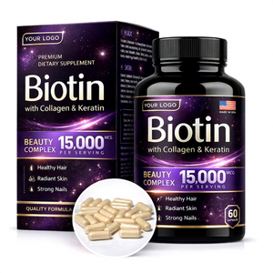 Uñas de biotina Cápsulas para el crecimiento del cabello Vitaminas y suplementos Hormona de crecimiento humano Sulfat Sin plátano Biotina Reparación OEM - Product Image 1