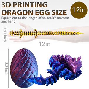 Jouets de dragon articulés en cristal imprimés en 3D, figurines d'animaux surprise, jouets d'œufs de dinosaure anti-stress pour enfants - Product Image 2