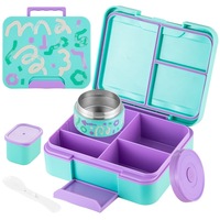 Boîte à lunch mignonne, sans BPA, en PP, acier inoxydable et silicone, style sac à main, double niveau, 3 compartiments, étanche et écologique