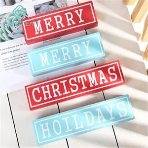 新しいクリスマス英語アルファベットパターン装飾ホームデスクトップクリスマスブロックサイン