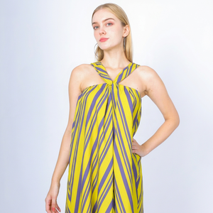 Ensemble pour femme en viscose à rayures 4.0, sans manches, col en V, avec ourlet brodé à la main, écologique, respirant, certifié OEKO-TEX et ignifuge - Product Image 1