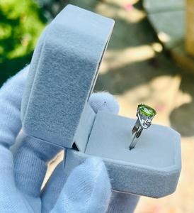 Bague ovale en péridot naturel, argent sterling 925 plaqué or |   Pierre précieuse péridot authentique 6x4 MM |   Fête d'anniversaire de mariage faite à la main - Product Image 5