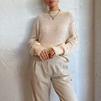 Pull en mohair personnalisable pour femme, collection automne-hiver, tricot torsadé à col ras du cou et manches longues, style décontracté