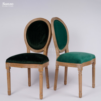 Chaise Louis rembourrée pour événements de mariage, chaise de salle à manger à dossier rond de style français avec coussin en tissu pour mobilier de banquet de luxe