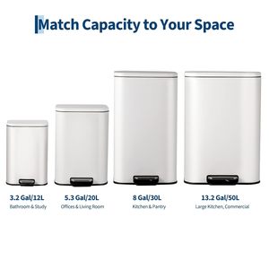 Bathroom Trash Can <b>Square</b> Stainless Steel Pedal <b>Bin</b> 12L Luxury Metal Toilet Step Trash <b>Bin</b> With Lid - Product Image 4