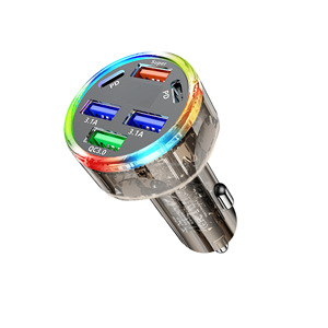 Cargador de coche PD Pantalla de luz colorida Adaptador <span class=keywords><strong>universal</strong></span> de 6 puertos USB tipo C 12-24V para carga de teléfono Cargador de coche con pantalla digital - Product Image 5
