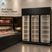 Réfrigérateur de maturation de bœuf BSG1890 1500L, vitrine de maturation de bœuf à triple porte pour grands services de boucherie