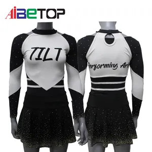 IBETOP spor amigo üniforma takım kıyafeti kızlar için Metal kumaş Cheer üniforma yaptı