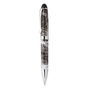 Penna a Sfera in Metallo Grigio Marmorizzato 1.0mm, Corpo in Ottone con Materiale Gommato, Logo Personalizzato, Design Originale e Accattivante per Scrittura Promozionale - Product Image 1
