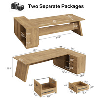 Bureau de direction en L de 78 pouces avec tiroirs, classeur latéral et étagères de rangement, mobilier de bureau marron, vente en gros OEM