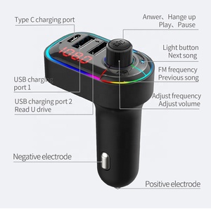 LUTU C12transmisor fm manos libres para el coche mp3 player 7 + 1 luces de colores PD usb rápido cargador de coche de apoyo sirl - Product Image 5