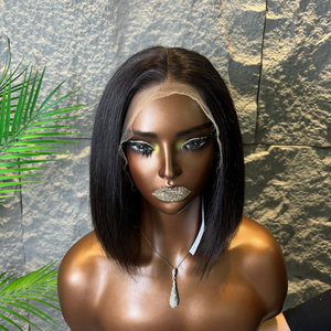 SDD Peluca Bob Corta de Cabello <span class=keywords><strong>Humano</strong></span> con Encaje Frontal HD, Peluca Frontal de Encaje Liso Extremo, Venta al por Mayor de Pelucas Bob para Mujeres Negras - Product Image 2