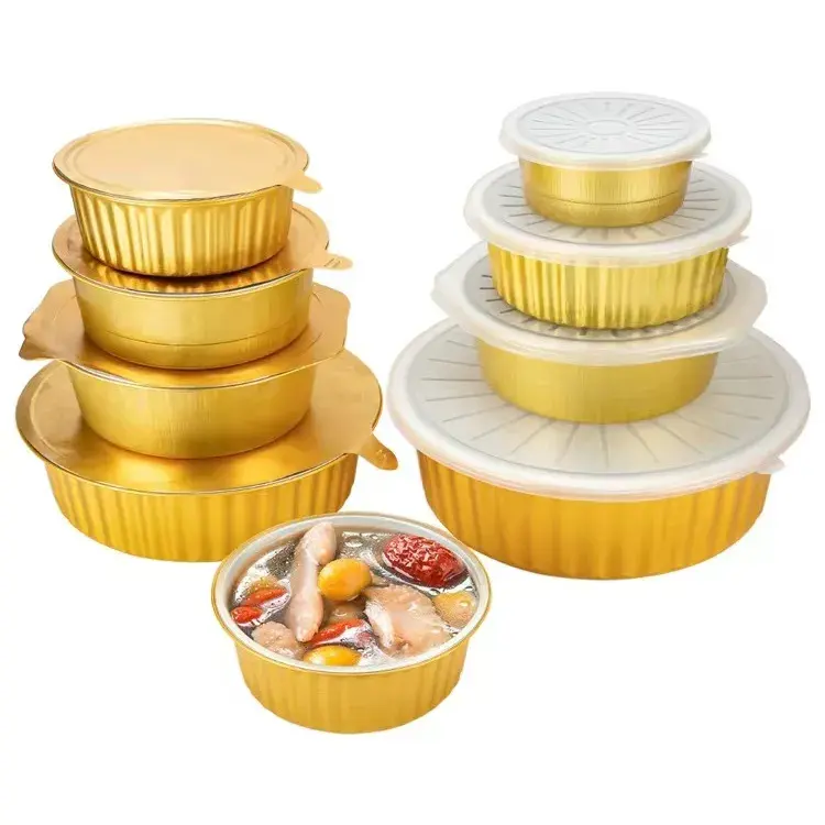 LEX Over 20 Sizes Aluminum Foil Cup Cake Bowl Pans Muffin Ramekin Utility Souffle Cup Round Aluminum Foil Container with lid