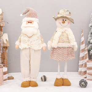 Santa Claus And Snowman Doll <b>Figure</b> 80cm Gold Fabric Retractable Indoor <b>Christmas</b> Decoration - Product Image 2