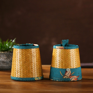 Zhuqige Handmade Bamboo Woven <b>Tea</b> Holder Cylinder Traditional Chinese Style <b>Tea</b> <b>Set</b> Accessory Storage For <b>Tea</b> Tools - Product Image 2