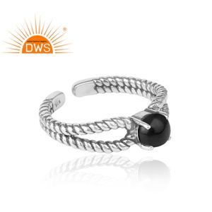 แหวนพลอยโอนิกซ์สีดำดีไซเนอร์925แหวนเงินสเตอร์ลิงโบราณเครื่องประดับคอลเลกชันที่สวยงาม - Product Image 3