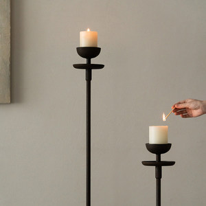 Porte-bougie rustique vintage en fonte, fait main, noir, en <span class=keywords><strong>fer</strong></span> forgé, pour décoration de ferme, idéal pour mariage - Product Image 4