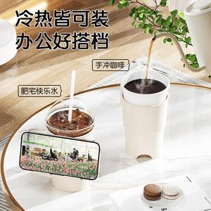 Support de téléphone de bureau transfrontalier en plastique rond avec porte-gobelet et grande ouverture, organisateur de rangement multifonctionnel - Product Image 4