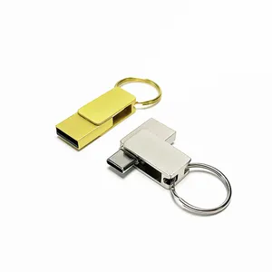 Mini swivel metal USB custom OTG USB 2.0 3.0 16GB 32GB 64GB Type-c memory stick Mobile External Flash Drive For Laptop